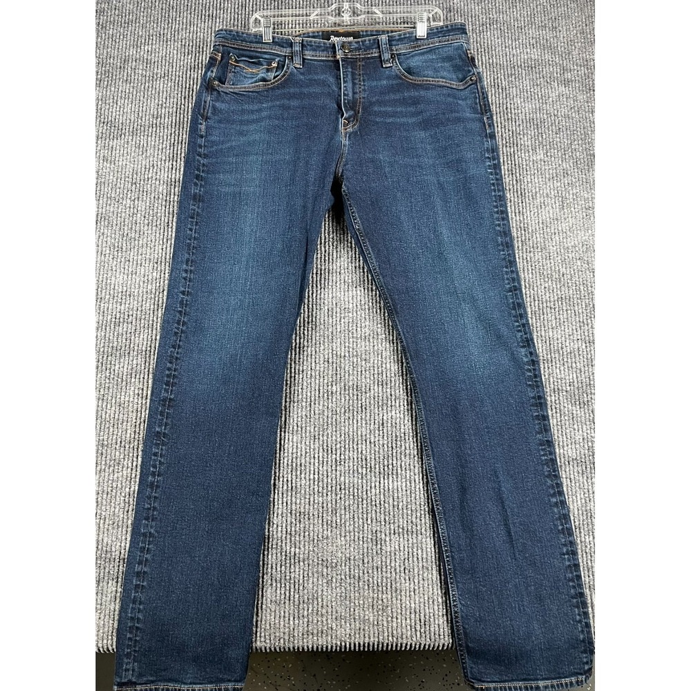 Revtown Sharp Jeans Mens Size 35x34 Dark Blue Denim Selvedge Stretch Casual
